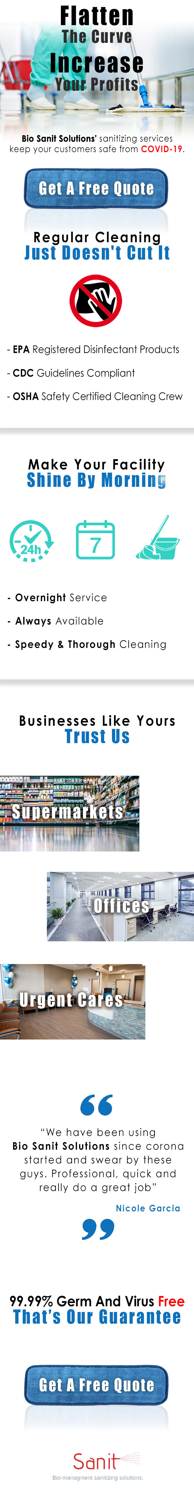 Bio Sanit Solutions email - flatten the curve, increase your profits